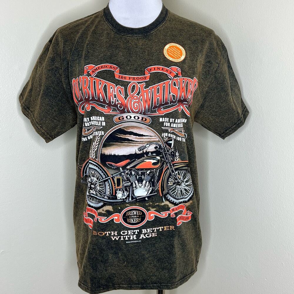 NEW Hot Leathers Biker Tee Mens MEDIUM Ol' Bikes & Whiskey Graphic Motorcycle